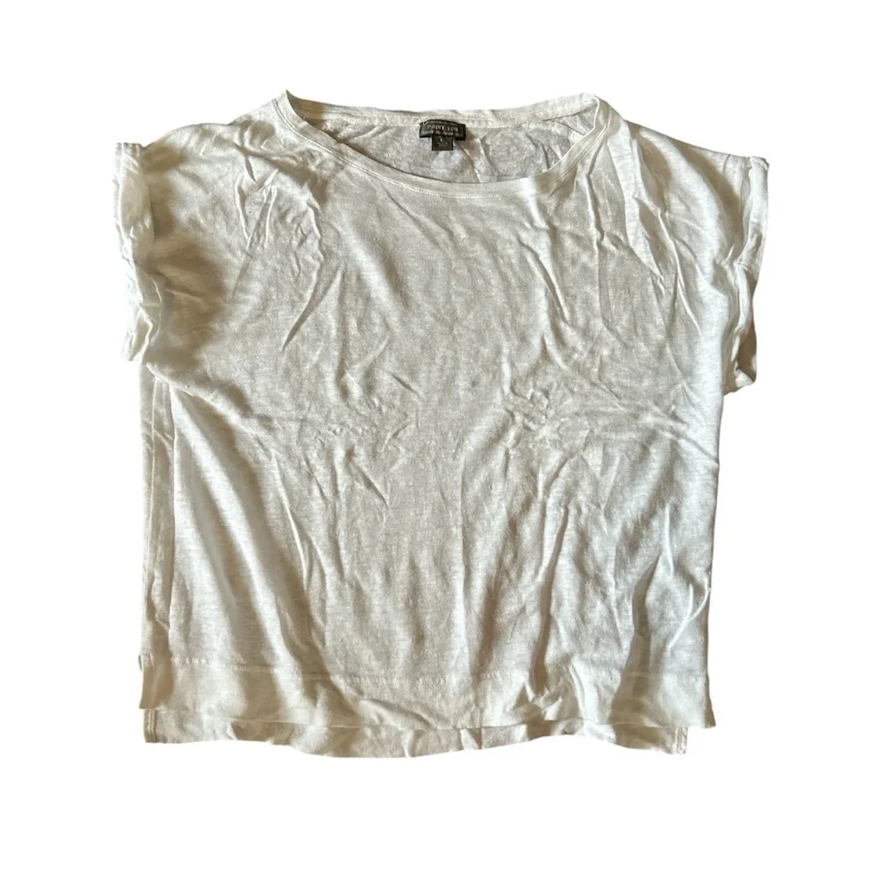J Crew point sur linen roll cuff tee - Picture 2 of 6